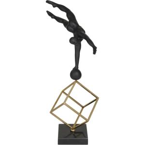 imageDeco 79 Marble Gymnast Decorative Sculpture Home Decor Statue with Gold Cube Base Accent Figurine 11quot x 6quot x 19quot Black11 x 6 x 17
