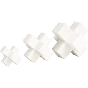 imageDeco 79 Marble Jack Decorative Sculpture Geometric Home Decor Statues Set of 3 Accent Figurines 6quotW 5quotW 3quotH WhiteWhite