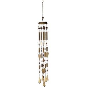 imageDeco 79 Metal Heart Windchime with Beads and Cone Bells 4quot x 7quot x 33quot GoldGold