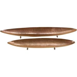 imageDeco 79 Metal Living Room Decor Tray Ottoman Tray Set of 2 Serving Tray 36quot 29quotW Brown36 x 7 x 4