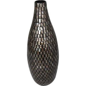 imageDeco 79 Mother of Pearl Shell Handmade Decorative Vase Mosaic Inspired Centerpiece Vase Flower Vase for Home Decoration 8quot x 8quot x 15quot GrayBlack