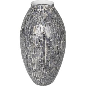 imageDeco 79 Mother of Pearl Shell Handmade Decorative Vase Mosaic Inspired Centerpiece Vase Flower Vase for Home Decoration 8quot x 8quot x 15quot GrayGray