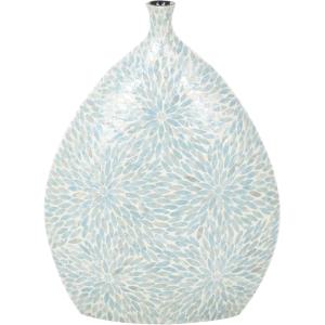 imageDeco 79 Mother of Pearl Shell Handmade Decorative Vase Mosaic Inspired Centerpiece Vase Flower Vase for Home Decoration 8quot x 8quot x 15quot GrayLight Blue