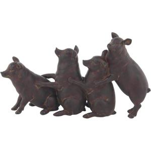 imageDeco 79 Polystone Pig Decorative Sculpture Home Decor Statue Accent Figurine 13quot x 4quot x 7quot Dark BrownDark Brown