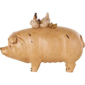 imageDeco 79 Polystone Pig Decorative Sculpture Home Decor Statue Accent Figurine 13quot x 4quot x 7quot Dark BrownLight Brown