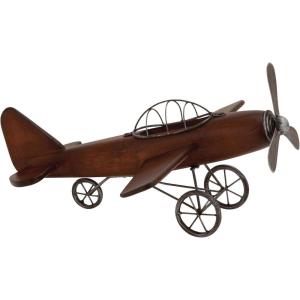 imageDeco 79 Wood Airplane Decorative Sculpture Home Decor Statue with Gray Metal Accents Accent Figurine 16quot x 14quot x 9quot Brown