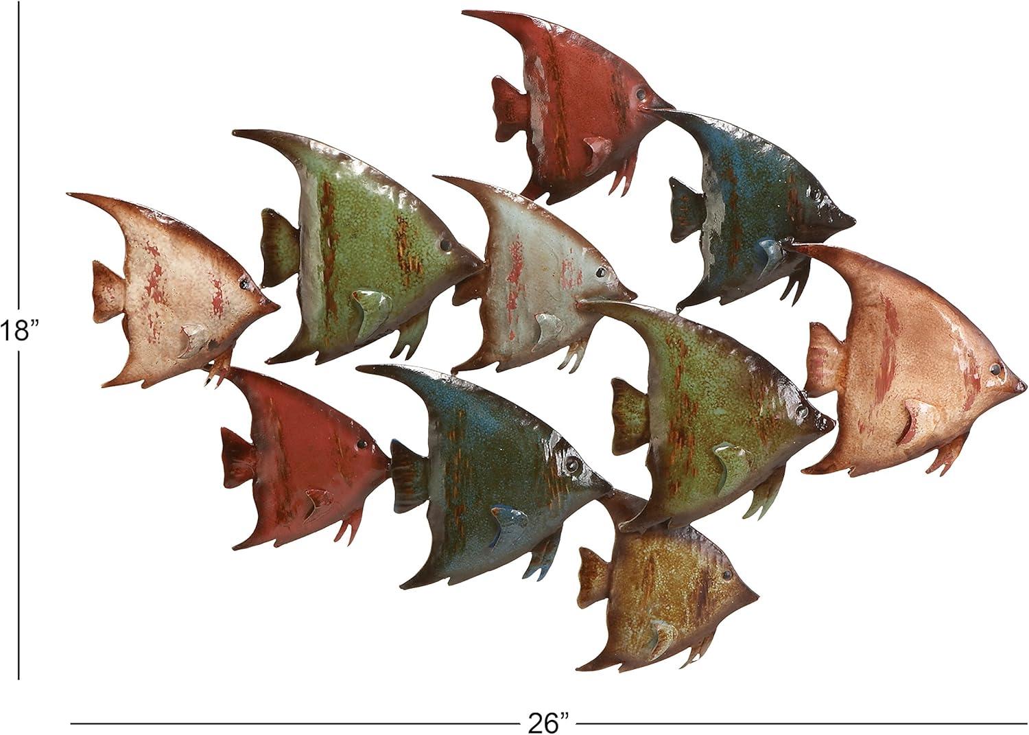 imageDeco 79 Metal Fish Home Wall Decor Indoor Outdoor Wall Sculpture Wall Art 27quot x 1quot x 22quot BlueMulti Colored