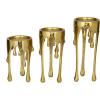 imageCosmoLiving by Cosmopolitan Aluminum Metal Abstract Decorative Candle Holder Melting Drip Candle Stand Set of 3 Candlestick Holder 12quot 10quot 8quotH GoldGold