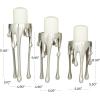 imageCosmoLiving by Cosmopolitan Aluminum Metal Abstract Decorative Candle Holder Melting Drip Candle Stand Set of 3 Candlestick Holder 12quot 10quot 8quotH GoldSilver