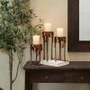 imageCosmoLiving by Cosmopolitan Aluminum Metal Abstract Decorative Candle Holder Melting Drip Candle Stand Set of 3 Candlestick Holder 12quot 10quot 8quotH GoldCopper