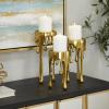 imageCosmoLiving by Cosmopolitan Aluminum Metal Abstract Decorative Candle Holder Melting Drip Candle Stand Set of 3 Candlestick Holder 12quot 10quot 8quotH GoldGold