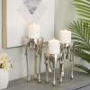 imageCosmoLiving by Cosmopolitan Aluminum Metal Abstract Decorative Candle Holder Melting Drip Candle Stand Set of 3 Candlestick Holder 12quot 10quot 8quotH GoldSilver