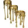 imageCosmoLiving by Cosmopolitan Aluminum Metal Abstract Decorative Candle Holder Melting Drip Candle Stand Set of 3 Candlestick Holder 12quot 10quot 8quotH GoldGold