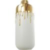imageCosmoLiving by Cosmopolitan Ceramic Decorative Vase Centerpiece Vase with Abstract Gold Melting Drips Flower Vase for Home Decoration 15quot x 5quot x 11quot BlackWhite