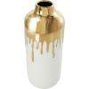 imageCosmoLiving by Cosmopolitan Ceramic Decorative Vase Centerpiece Vase with Abstract Gold Melting Drips Flower Vase for Home Decoration 15quot x 5quot x 11quot BlackWhite
