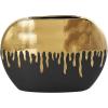 imageCosmoLiving by Cosmopolitan Ceramic Decorative Vase Centerpiece Vase with Abstract Gold Melting Drips Flower Vase for Home Decoration 15quot x 5quot x 11quot BlackGold