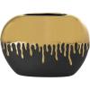 imageCosmoLiving by Cosmopolitan Ceramic Decorative Vase Centerpiece Vase with Abstract Gold Melting Drips Flower Vase for Home Decoration 15quot x 5quot x 11quot BlackGold