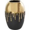 imageCosmoLiving by Cosmopolitan Ceramic Decorative Vase Centerpiece Vase with Abstract Gold Melting Drips Flower Vase for Home Decoration 15quot x 5quot x 11quot BlackBlack