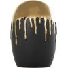 imageCosmoLiving by Cosmopolitan Ceramic Decorative Vase Centerpiece Vase with Abstract Gold Melting Drips Flower Vase for Home Decoration 15quot x 5quot x 11quot BlackBlack