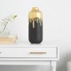 imageCosmoLiving by Cosmopolitan Ceramic Decorative Vase Centerpiece Vase with Abstract Gold Melting Drips Flower Vase for Home Decoration 15quot x 5quot x 11quot BlackGold