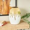 imageCosmoLiving by Cosmopolitan Ceramic Decorative Vase Centerpiece Vase with Abstract Gold Melting Drips Flower Vase for Home Decoration 15quot x 5quot x 11quot BlackGold