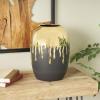 imageCosmoLiving by Cosmopolitan Ceramic Decorative Vase Centerpiece Vase with Abstract Gold Melting Drips Flower Vase for Home Decoration 15quot x 5quot x 11quot BlackBlack