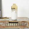 imageCosmoLiving by Cosmopolitan Ceramic Decorative Vase Centerpiece Vase with Abstract Gold Melting Drips Flower Vase for Home Decoration 15quot x 5quot x 11quot BlackWhite