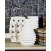 imageCosmoLiving by Cosmopolitan Ceramic Decorative Vase Centerpiece Vases with Varying Patterns set of 3 Vases for Home Decoration 5quot x 5quot x 8quot White