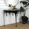 imageDeco 79 Aluminum Metal Abstract Console Table Drip with Melting Designed Legs and Black Glass Top 36quot x 14quot x 32quot SilverBlack