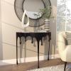 imageDeco 79 Aluminum Metal Abstract Console Table Drip with Melting Designed Legs and Black Glass Top 36quot x 14quot x 32quot SilverBlack