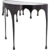 imageDeco 79 Aluminum Metal Abstract Console Table Drip with Melting Designed Legs and Black Glass Top 36quot x 14quot x 32quot SilverBlack