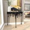 imageDeco 79 Aluminum Metal Abstract Console Table Drip with Melting Designed Legs and Black Glass Top 36quot x 14quot x 32quot SilverBlack