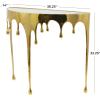 imageDeco 79 Aluminum Metal Abstract Console Table Drip with Melting Designed Legs and Black Glass Top 36quot x 14quot x 32quot SilverGold