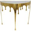 imageDeco 79 Aluminum Metal Abstract Console Table Drip with Melting Designed Legs and Black Glass Top 36quot x 14quot x 32quot SilverGold