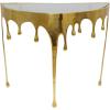 imageDeco 79 Aluminum Metal Abstract Console Table Drip with Melting Designed Legs and Black Glass Top 36quot x 14quot x 32quot SilverGold