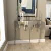imageDeco 79 Aluminum Metal Abstract Console Table Drip with Melting Designed Legs and Black Glass Top 36quot x 14quot x 32quot SilverSilver