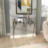 imageDeco 79 Aluminum Metal Abstract Console Table Drip with Melting Designed Legs and Black Glass Top 36quot x 14quot x 32quot SilverSilver