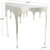 imageDeco 79 Aluminum Metal Abstract Console Table Drip with Melting Designed Legs and Black Glass Top 36quot x 14quot x 32quot SilverSilver