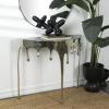 imageDeco 79 Aluminum Metal Abstract Console Table Drip with Melting Designed Legs and Black Glass Top 36quot x 14quot x 32quot SilverSilver