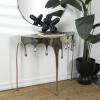 imageDeco 79 Aluminum Metal Abstract Console Table Drip with Melting Designed Legs and Black Glass Top 36quot x 14quot x 32quot SilverSilver