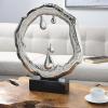 imageDeco 79 Aluminum Metal Abstract Decorative Sculpture Home Decor Statue with Marble Base Accent Figurine 14quot x 3quot x 17quot Silver19 x 3 x 23