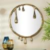 imageDeco 79 Aluminum Metal Abstract Room Wall Mirror Drip Entryway Mirror with Melting Designed Frame Wall Mounted Mirror 36quot x 1quot x 43quot SilverGold