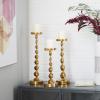 imageDeco 79 Aluminum Metal Decorative Candle Holder Candle Stand Set of 3 Candlestick Holder 19quot 16quot 13quotH SilverGold