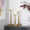 imageDeco 79 Aluminum Metal Decorative Candle Holder Candle Stand Set of 3 Candlestick Holder 19quot 16quot 13quotH SilverGold