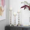 imageDeco 79 Aluminum Metal Decorative Candle Holder Candle Stand Set of 3 Candlestick Holder 19quot 16quot 13quotH SilverSilver