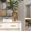 imageDeco 79 Aluminum Metal Decorative Vase Drip Centerpiece Vase with Melting Designed Body Vase for Home Decoration 7quot x 7quot x 15quot GoldGold