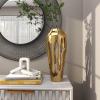 imageDeco 79 Aluminum Metal Decorative Vase Drip Centerpiece Vase with Melting Designed Body Vase for Home Decoration 7quot x 7quot x 15quot GoldGold