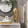 imageDeco 79 Aluminum Metal Decorative Vase Drip Centerpiece Vase with Melting Designed Body Vase for Home Decoration 7quot x 7quot x 15quot GoldGold