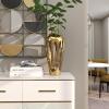 imageDeco 79 Aluminum Metal Decorative Vase Drip Centerpiece Vase with Melting Designed Body Vase for Home Decoration 7quot x 7quot x 15quot GoldGold