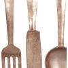 imageDeco 79 Aluminum Metal Utensils Home Wall Decor Knife Spoon and Fork Wall Sculpture Set of 3 Wall Art 4quotW 23quotH SilverGold